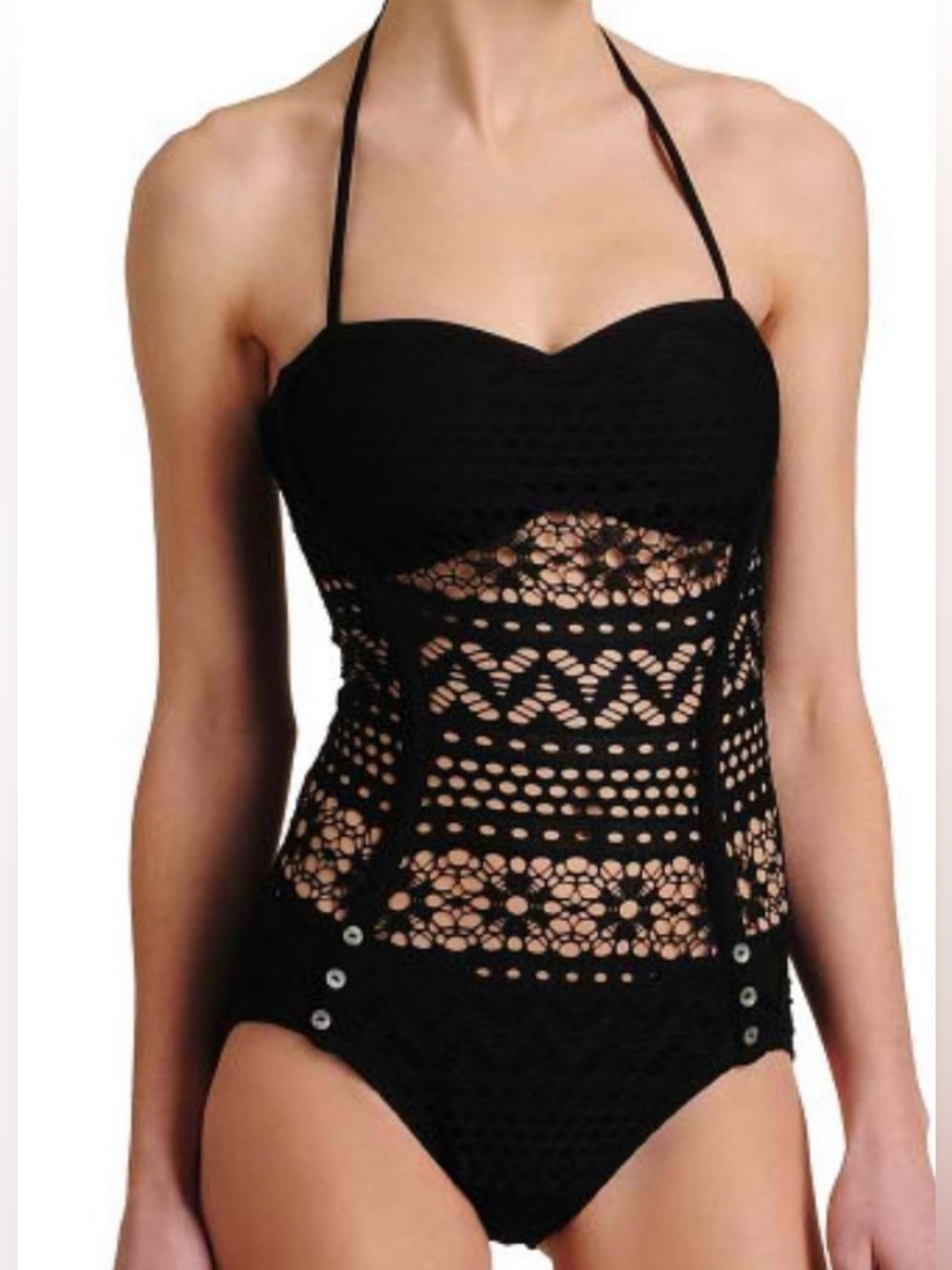 Robin Piccone Penelope Crochet One Piece Swimsuit, size